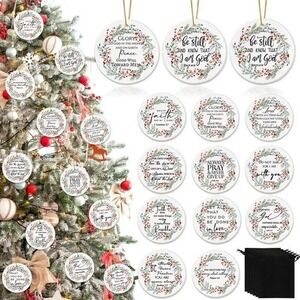 24 Pcs Clear Round Bible Verse Christmas Ornaments Saved by Grace Set